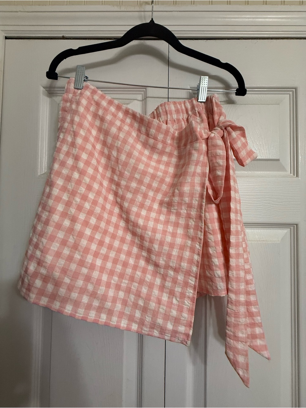 Pink Lily Pink Gingham Wrap Skort with Side Tie